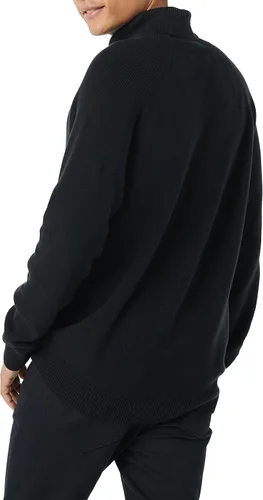 Vista 2 de Tienda Essentials Suéter de cuello alto de punto acanalado 100% algodón para hombre