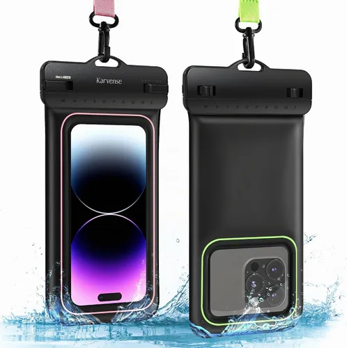 Vista 6 de Funda impermeable flotante para teléfono, bolsa impermeable con cordón para teléfono celular para iPhone, Samsung Galaxy, Pixel, bolsa seca