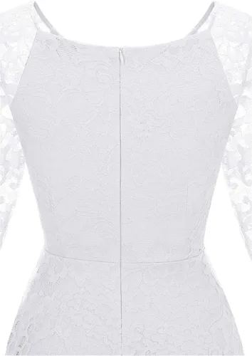 Vista 6 de Dressystar - Vestido de encaje, acampanado y de manga larga, longitud hasta por debajo de la rodilla, ideal para una dama de honor y para usar