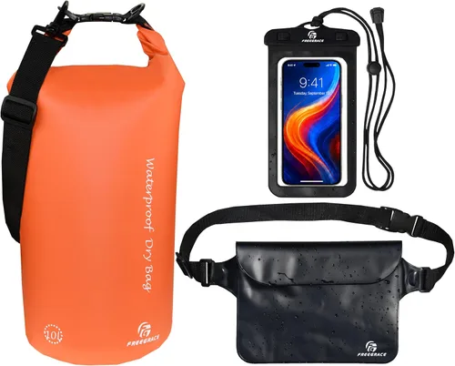 Vista 11 de Freegrace - Juego de 3 bolsas secas impermeables, bolsa seca con 2 cierres y correa de hombro desmontable; bolsa de cintura y funda para teléfono