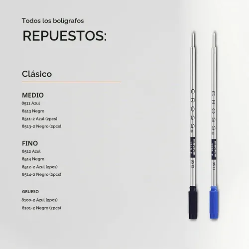 Vista 7 de Cross Recambio de mini bolígrafo, punta media, paquete de 2, tinta negra Replacement Pen Refill for Consistent Ink Flow, Smear-Resistant