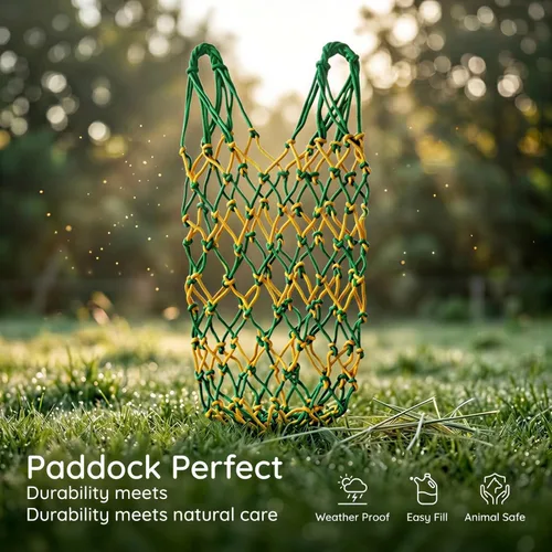 Vista 3 de 2 Pack Hay Net for Horses, 40 in Slow Feed Hay Bag for Horses, Hanging Foraging Net with 2.36 x 2.36 in Mesh, Sturdy Polyester Feeder for Goats