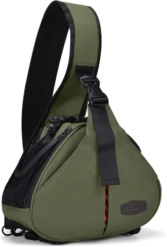 Vista 11 de Caden, bolsa triangular con tira cruzada para cámaras DSLR Sony Canon Rebel Powershot, Nikon Coolpix, Kodah, Olympus, Pentax, Sony con trípode