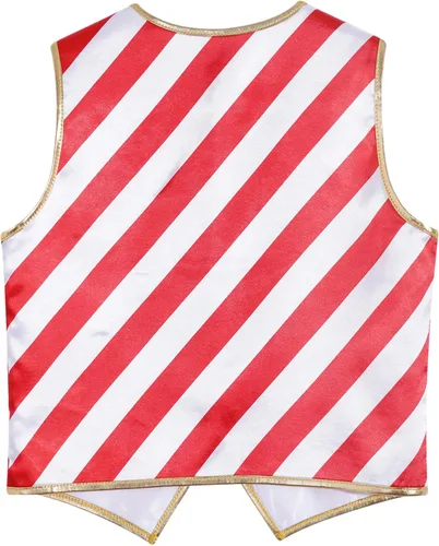 Vista 2 de CHICTRY Chaleco de Navidad para niños, disfraz de bastón de caramelo a rayas, chaleco sin mangas de Papá Noel
