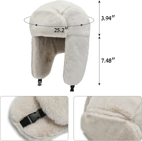 Vista 6 de Peicees Sombreros de invierno para hombres y mujeres, sombreros de invierno Ushanka, sombrero de trampero con calentador de orejeras para adultos
