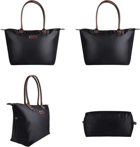 Vista 5 de NOTAG Bolsas de mano de nailon para mujer, impermeables, grandes bolsas de trabajo, bolso de hombro para compras