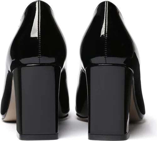 Vista 4 de WAYDERNS Zapatos de tacón alto con puntera cuadrada sólida para mujer, de 3 pulgadas