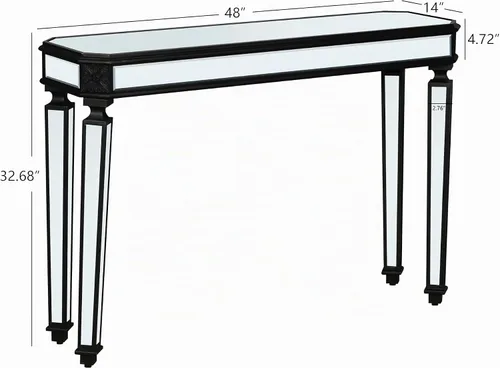 Vista 2 de Mesa de sofá con consola de espejo con acabado plateado, mesa de entrada con espejo para sala de estar, dormitorio, entrada, pasillo