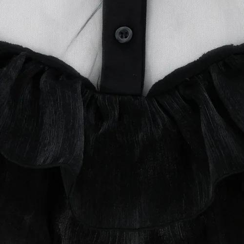Vista 5 de Wednesday Addams - Vestido de baile de cuervo negro para mujeres y niñas, vestido gótico de tul de encaje, vestido de fiesta de Halloween