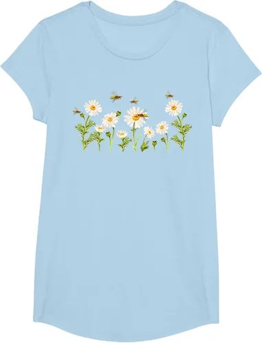 Vista 15 de Marguerites Daisy - Camiseta de verano con margaritas de jardín de flores, Negro, S