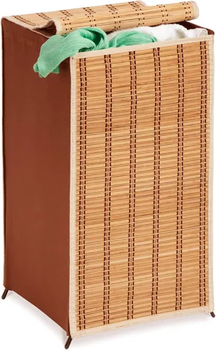 Vista 3 de Honey-Can-Do Cesta de mimbre de bambú con tapa HMP-01619 Natural 26 pulgadas de alto