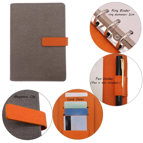 Vista 37 de HXRTANGS A5 Refillable Notebook, Ring Binder Journal Personal Organizer with Lined Paper + Planner Stickers + Subject Dividers + Index Tabs +