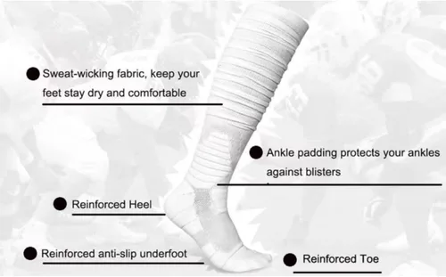 Vista 3 de Valcatch Calcetines de fútbol extra largos acolchados Scrunch calcetines de fútbol hasta la rodilla antideslizantes calcetines atléticos accesorios