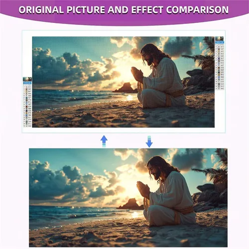 Vista 7 de Man Beach Diamond Painting Kits for Adults Beginners, 5D Full Drill Diamond Art Kits Gem Art for Home Wall Decor, Rhinestone Embroidery Crafts, DIY