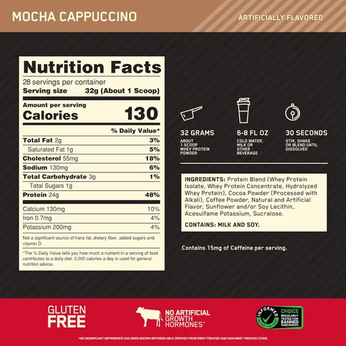 Vista 3 de Optimum Nutrition Estándar dorado 100% Proteína de Suero de Leche en Polvo, Pie de lima, 1.8 Libra