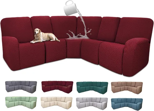 Vista 103 de Fundas de sofá reclinable seccional 100% impermeables para sofá reclinable en forma de L, funda de sofá modular de esquina en forma de L, fundas