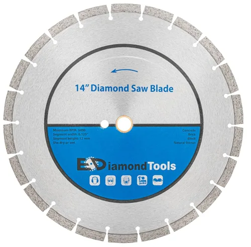 Vista 19 de Hoja de sierra segmentada de diamante de 4" para hormigón, ladrillo, bloque y mampostería Altura del segmento de 0.394 in, eje de 7/8"-5/8", grano