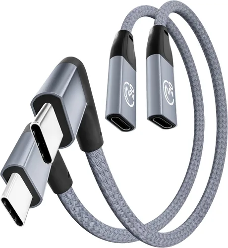 Vista 12 de UseBean Cable de extensión USB C en ángulo recto de 0.6 pies, 90 grados USB-C 3.2 Gen 2 20Gbps macho a hembra tipo C 4K cable extensor de video