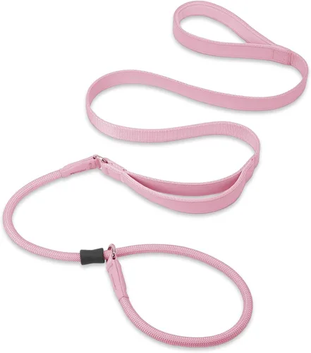 Vista 17 de Correa antideslizante para perro, correa de entrenamiento para perros con doble asa, correa antideslizante de cuero suave y collar, correa de nailon