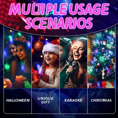 Vista 5 de Luz de bola de discoteca, difusor de luz de bola de discoteca de espejo de 5 pulgadas, rotación de 360°, luces de Navidad para fiestas