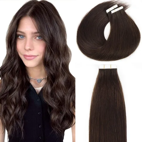 Vista 22 de Lacer Extensiones de cabello humano adhesivas de 12 pulgadas, cinta adhesiva de doble cara para extensiones de cabello de trama cutánea, 20