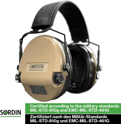 Vista 6 de Sordin MIL AUX SFA Ear Muffs - Active and Electronic Military Ear Defenders w/ 31 dB SNR Attenuation Ring - Tactical Earmuffs