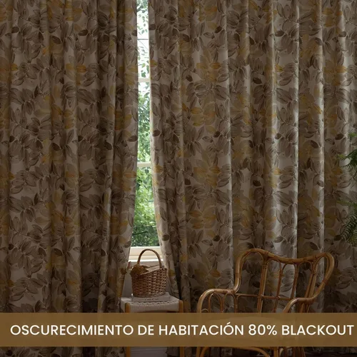 Vista 4 de SUOUO Cortinas opacas florales vintage marrón moca de 84 pulgadas, 2