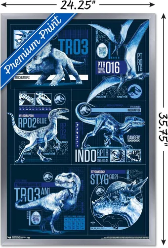 Vista 16 de Trends International Jurassic World: Fallen Kingdom - Póster de pared con cuadrícula, 14.725 x 22.375 pulgadas, versión enmarcada de madera