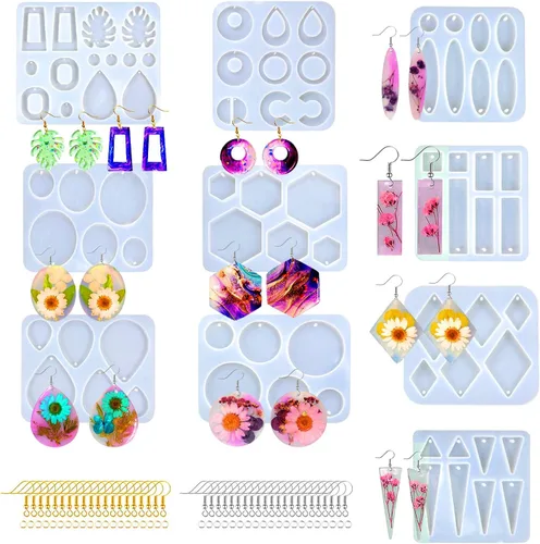 Vista 8 de Moldes de posavasos de resina Loyohep, moldes de silicona para resina, 12 piezas con moldes de posavasos redondos, cuadrados, octagonales y florales