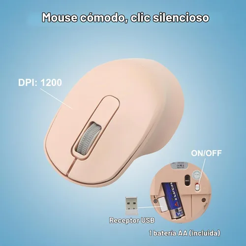 Vista 5 de HUO JI Combo de teclado y mouse inalámbricos, silencioso y suave