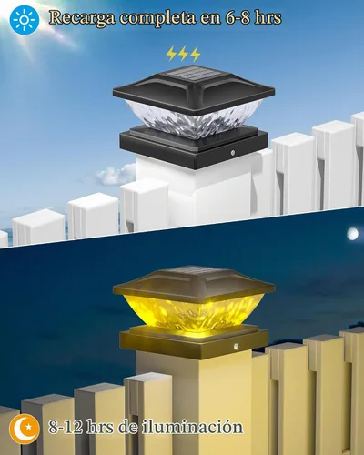 Vista 2 de Ofuray Luces solares para tapa de poste, paquete de 8 luces solares RGB con dos modos, apto para postes de 4 x 4, 5 x 5 con 3 bases, impermeable
