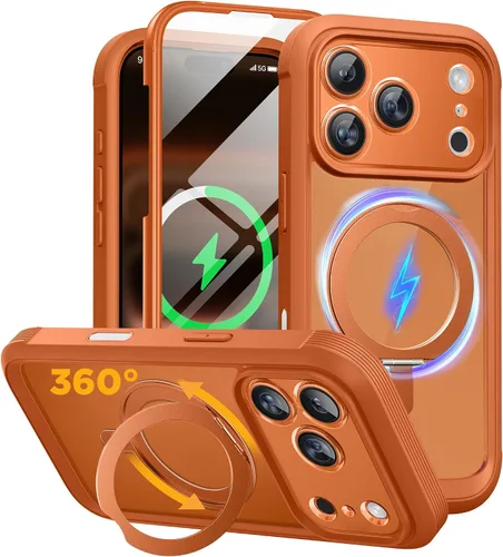 Vista 96 de Miracase - Funda magnética para iPhone 13 Pro Max de 6.7 pulgadas (compatible con MagSafe), transparente, completo, protector de pantalla de vidrio