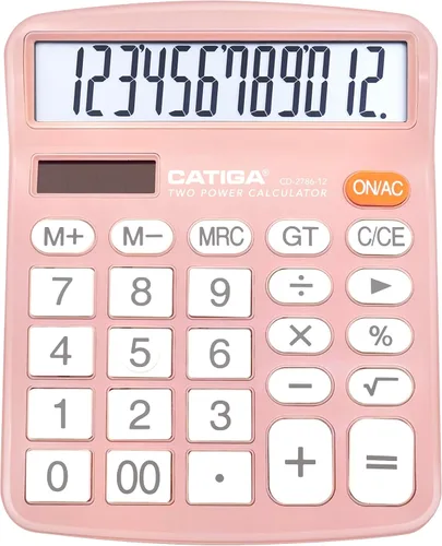 Vista 17 de CATIGA CD-2786 - Calculadora de escritorio de 12 dígitos con pantalla LCD grande y botón sensible, energía solar dual y batería, función estándar