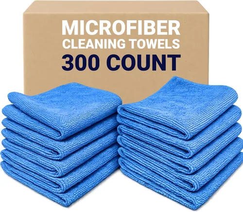 Vista 8 de Car Covers Paquete de 24 paños de limpieza de microfibra, color azul, reutilizables, lavables y ecológicos. (24)