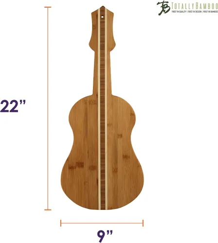 Vista 3 de Tabla Totally Bamboo de bambú para cortar y servir, en forma de caballo de mar, Ukulele