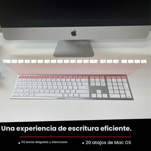 Vista 5 de Macally Teclado Bluetooth inalámbrico para Mac, compatible con Apple Keyboard o MacBook Pro/Air, iMac, multidispositivo, hasta 3 dispositivos