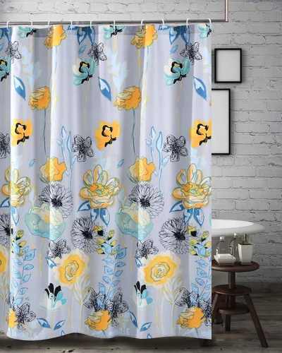 Vista 16 de Greenland Home Fashions Cortina de ducha de tela Sensations, decoración elegante para el baño, lavable a máquina, 72 pulgadas x 72 pulgadas, Atlantis
