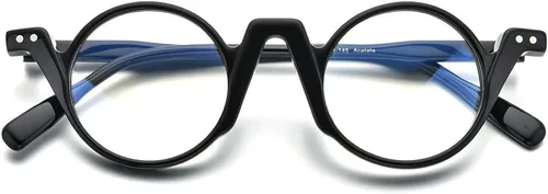 Vista 4 de HEPIDEM Marco de gafas de acetato para hombre, nuevo marco de gafas óptico retro redondo vintage, 9183 Negro