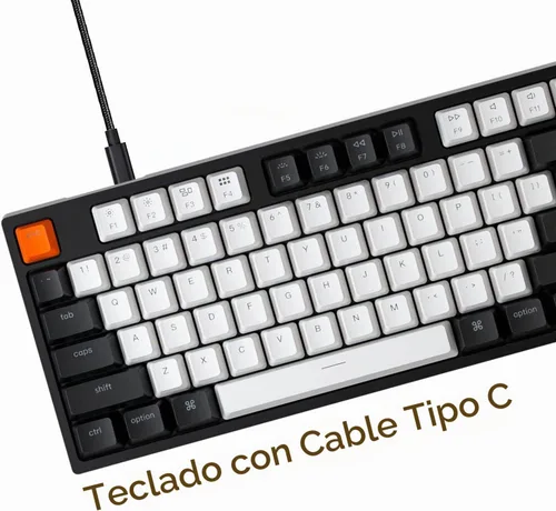 Vista 9 de Keychron Teclado mecánico con cable C2 de 104 teclas de tamaño completo para Mac Windows, interruptor marrón Gateron intercambiable en caliente
