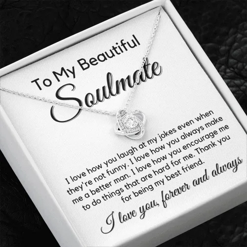 Vista 3 de to My Soulmate Love Knot Necklace - My Lovely Wife, Gifts for Girlfriend, Romantic Gifts for Her from Husband to Wife, Valentine's Day, for Wife BM1