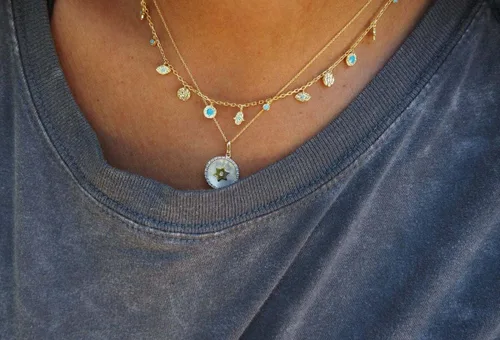 Vista 4 de Alef Bet by Paula Amulet Evil Eye and Hamsa Hand Necklace