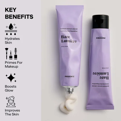 Vista 3 de Provence Beauty BARE LUMIÈRE Crema reparadora de barrera cutánea – Hidratante facial 5 en 1 con ectoína, probióticos encapsulados y aloe vera