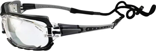 Vista 4 de Birdz Gafas de sol acolchadas de seguridad para motocicleta, color gris con lente transparente