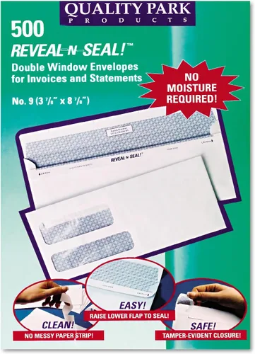 Vista 2 de Quality Park 67529 Reveal-N-Seal - Sobre de doble ventana No.9, blanco, 500/BX