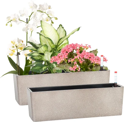 Vista 12 de Macetas alargadas con autorriego para ventana, de 5.5 x 16 pulgadas, para interiores, hogar, jardín, maceta decorativa moderna para todas