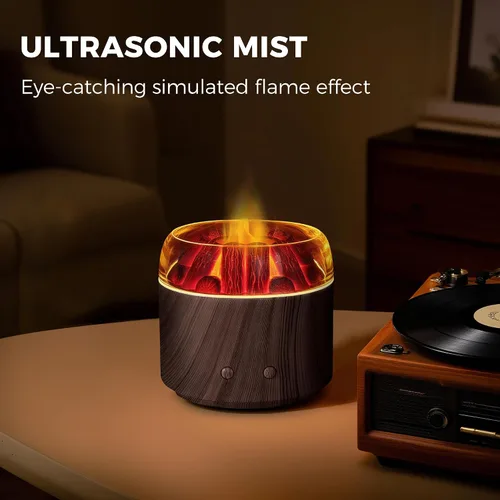 Vista 2 de Mini Difusor de Aire Bonfire, Difusor Ultrasónico de Aroma de Niebla Fría para Aceites Esenciales, Humidificador de Niebla de Fuego con Brillo LED