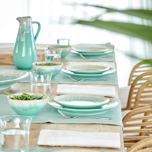 Vista 2 de Casafina Plato de cerámica de cerámica de 11 pulgadas, colección Taormina, aguamarina, apto para microondas y lavavajillas, acristalamiento seguro