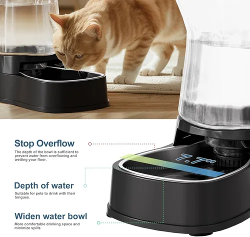 Vista 4 de Dispensador automático de agua por gravedad para perros, tazón dispensador de agua de acero inoxidable de 1 galón para perros y gatos, dispensador
