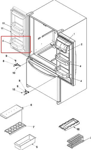 Vista 2 de Estante de repuesto para refrigerador Whirlpool WRF535SMBW00 WRF540CWBW00 WRF535SWHW00 WRF535SMBM00 WRF532SMBB00 WRF532SMBB01 WRF532SMBM00