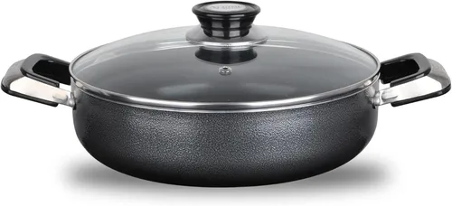 Vista 12 de Alpine Cuisine Olla antiadherente de 2.2 cuartos de galón con tapa de vidrio templado y asas de transporte, utensilios de cocina multiusos, horno